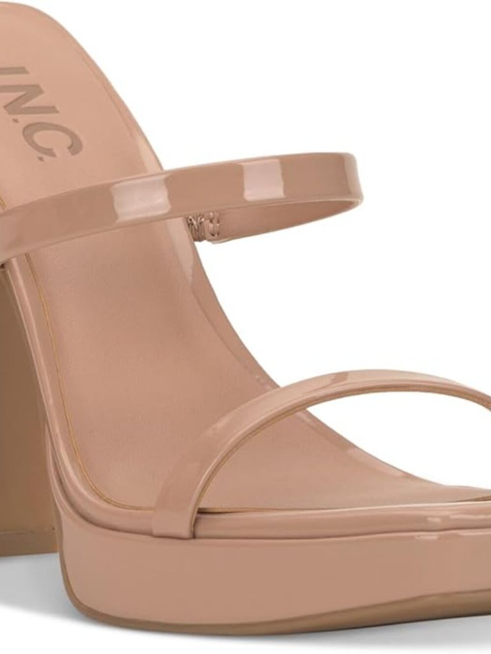 Cufflinks Inc. INC Womens Denim Faux Leather Slip On Pumps Tan 8.5 Medium